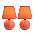 All The Rages All The Rages LT2008-ORG-2PK Simple Designs Mini Ceramic Globe Table Lamp 2 Pack Set; Orange LT2008-ORG-2PK